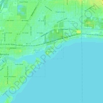 Топографическая карта Brighton Beach, высота, рельеф
