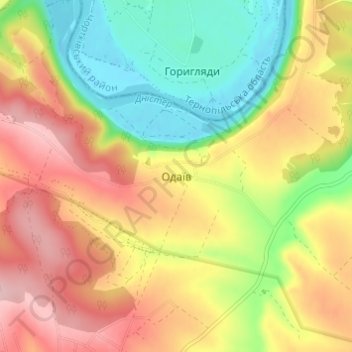 Топографическая карта Одаев, высота, рельеф