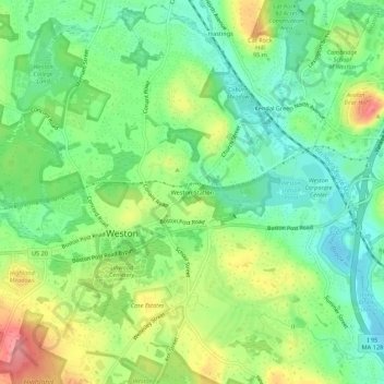 Топографическая карта Weston Station, высота, рельеф