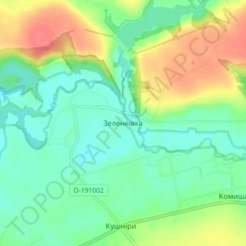 Топографическая карта Зеленковка, высота, рельеф