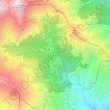 Топографическая карта Oropa, высота, рельеф