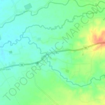 Топографическая карта Gonzales, высота, рельеф
