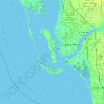 Топографическая карта Pine Island, высота, рельеф