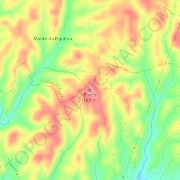 Топографическая карта Porca, высота, рельеф