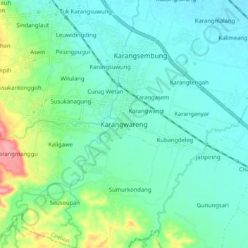 Топографическая карта Karangwareng, высота, рельеф