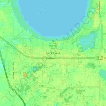 Топографическая карта St. Cloud, высота, рельеф