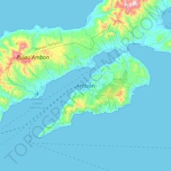 Топографическая карта Ambon, высота, рельеф