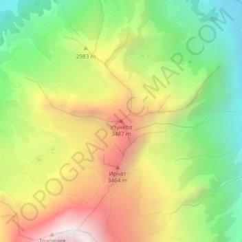 Топографическая карта Узункол, высота, рельеф