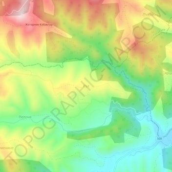 Топографическая карта Рът, высота, рельеф