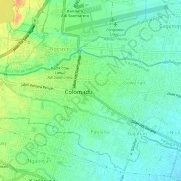 Топографическая карта Malangjiwan, высота, рельеф