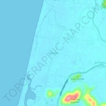 Топографическая карта Lembar, высота, рельеф