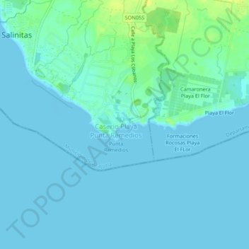 Топографическая карта Playa Los Cóbanos, высота, рельеф