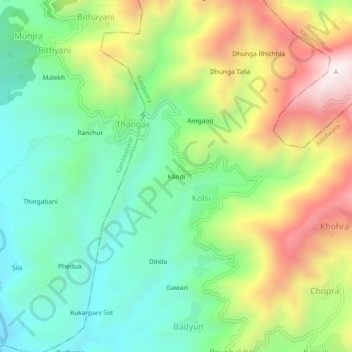 Топографическая карта Kāndi, высота, рельеф