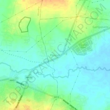 Топографическая карта Pitapali, высота, рельеф