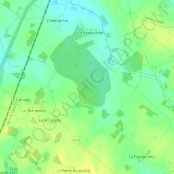 Топографическая карта Bois de l'Essart, высота, рельеф