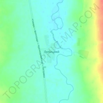 Топографическая карта Любицкий, высота, рельеф