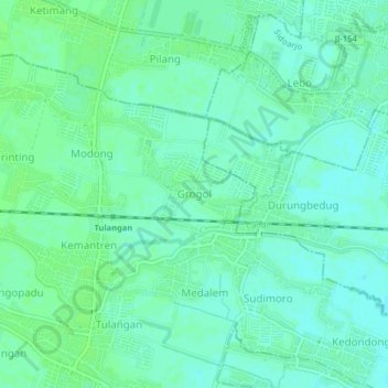 Топографическая карта Grogol, высота, рельеф