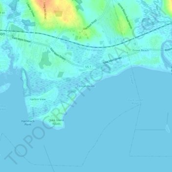 Топографическая карта Clinton Beach, высота, рельеф