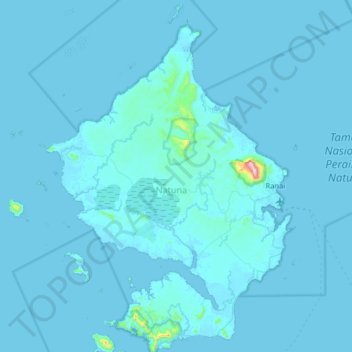 Топографическая карта Natuna Besar, высота, рельеф