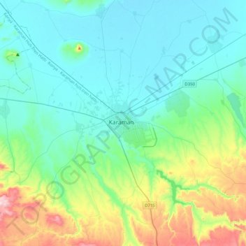 Топографическая карта Karaman, высота, рельеф