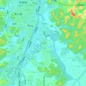 Топографическая карта 凤翔里, высота, рельеф
