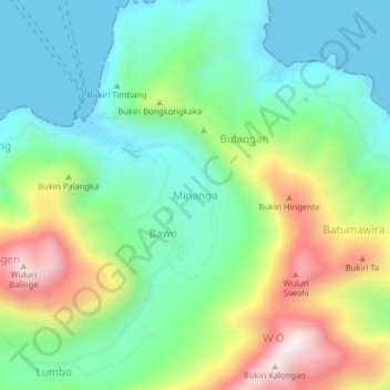 Топографическая карта Minanga, высота, рельеф