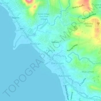 Топографическая карта Pantok, высота, рельеф