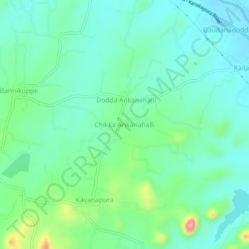 Топографическая карта Chikka Ankanahalli, высота, рельеф