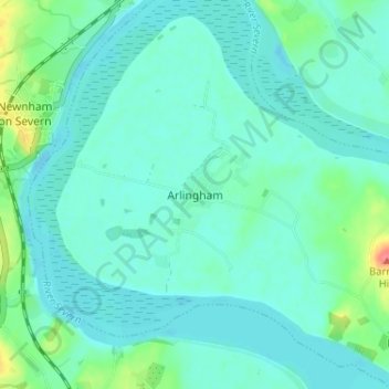 Топографическая карта Arlingham, высота, рельеф