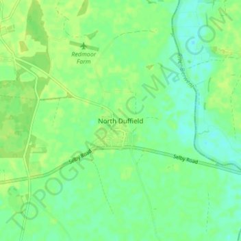 Топографическая карта North Duffield, высота, рельеф