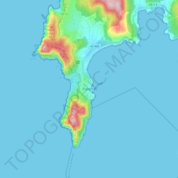 Топографическая карта Fisterra, высота, рельеф