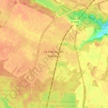Топографическая карта Le Perray-en-Yvelines, высота, рельеф