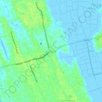 Топографическая карта Kanjany, высота, рельеф