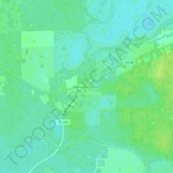 Топографическая карта Hampton Springs, высота, рельеф