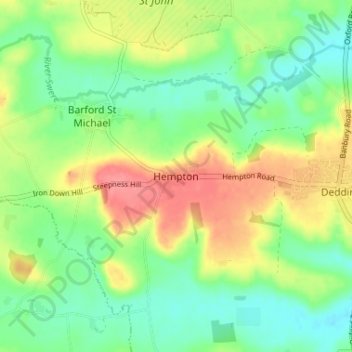 Топографическая карта Hempton, высота, рельеф