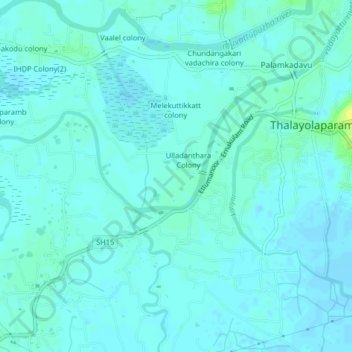 Топографическая карта Perumkaruga colony, высота, рельеф