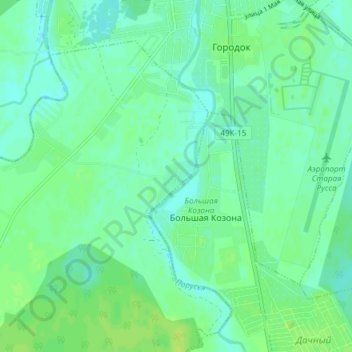 Топографическая карта Малая Козона, высота, рельеф