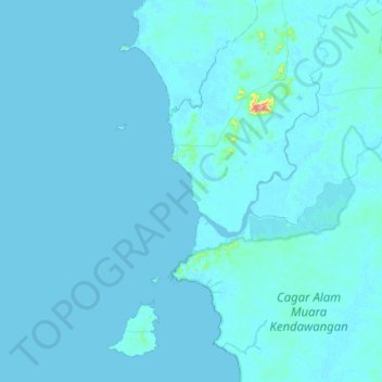 Топографическая карта Kucing, высота, рельеф