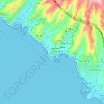 Топографическая карта Los Caideros, высота, рельеф