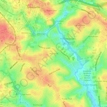 Топографическая карта Alta Vista, высота, рельеф