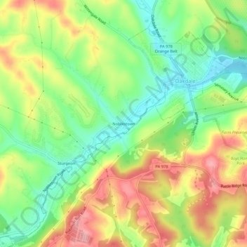 Топографическая карта Noblestown, высота, рельеф