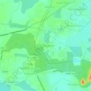 Топографическая карта Poonthandalam, высота, рельеф