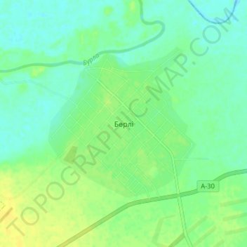 Топографическая карта Бурлин, высота, рельеф