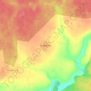 Топографическая карта Тимонино, высота, рельеф