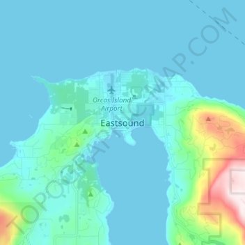 Топографическая карта Eastsound, высота, рельеф