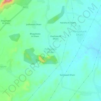 Топографическая карта Patiyala Ki Dhani, высота, рельеф