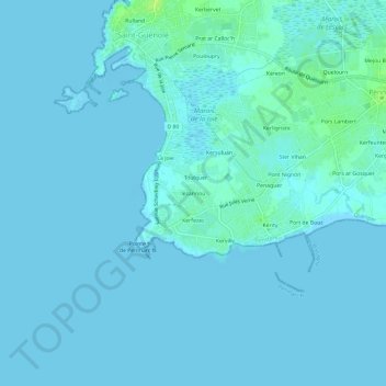 Топографическая карта lezannou, высота, рельеф