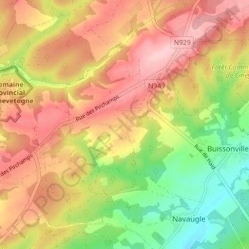 Топографическая карта Forzée, высота, рельеф