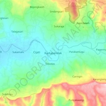Топографическая карта Kadupandak, высота, рельеф