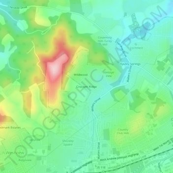 Топографическая карта Crockett Ridge, высота, рельеф